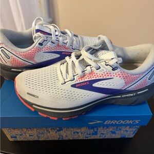 Brooks Ghost Athletic Shoes - White, Purple, Pink